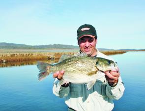 Kerry Ehrlich has a knack for catching big bass. This specimen is in prime winter condition.